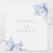 美しいほこりっぽいブルースカイブルー結婚フローラ ワインラベル (シングルラベル)