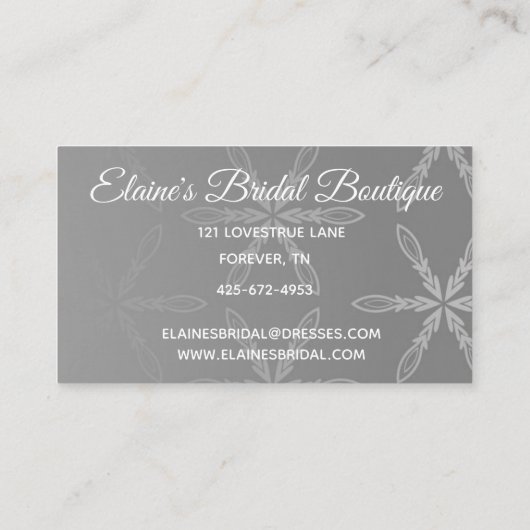 美しいまたはエレガントブライダルブティック 名刺 (裏面)