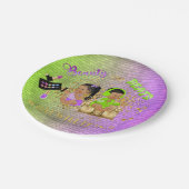 美しいまたはビートグリーンパープル金ゴールド性別の表示 ペーパープレート (アングル)