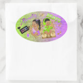 美しいまたはビートグリーンパープル金ゴールド性別の表示 楕円形シール (バッグ)