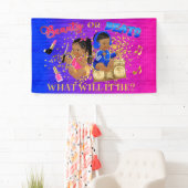 美しいまたはビートブルーホットピンク金ゴールド性別の表示 横断幕 (インサイチュ)