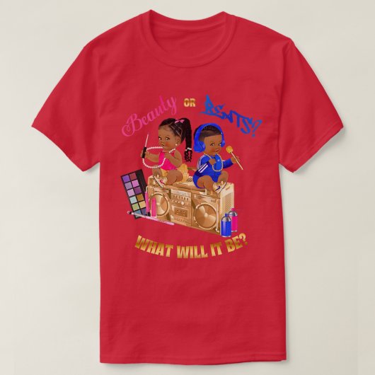 美しいまたはビートベビー性別がブルー王室のホットを明かす Tシャツ (デザイン正面)