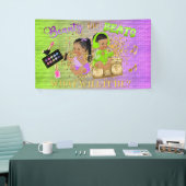 美しいまたはビート紫の緑の金ゴールド性別リビール 横断幕 (トレードショー)