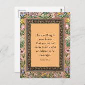 美しいまたは有用、ウィリアムモリスの引用、投稿 ポストカード (正面/裏面)