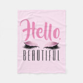 美しいまつげの化粧のピンクこんにちは フリースブランケット (正面)