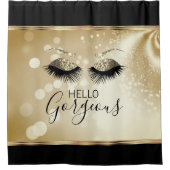 美しいまつげ – 金ゴールド- Hello Gorious シャワーカーテン (正面)