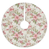 美しいみすぼらしいシックなピンクのクリスマスフローラベリー ブラッシュドポリエステルツリースカート (正面)