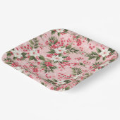 美しいみすぼらしいシックなピンクのクリスマスフローラベリー ペーパープレート (傾斜あり)
