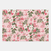 美しいみすぼらしいシックなピンクのクリスマスフローラベリー ラッピングペーパーシート (正面3)