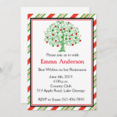 美しいりんごの木の先生の退職パーティー 招待状 (正面/裏面)