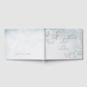 美しいアイスブルーと白いバラ ゲストブック (全面)