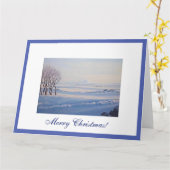 美しいアイスランドのメリークリスマス冬の風景 カード (黄色い花)