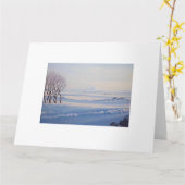 美しいアイスランドの冬の山ヘクラ素晴らしアート カード (黄色い花)