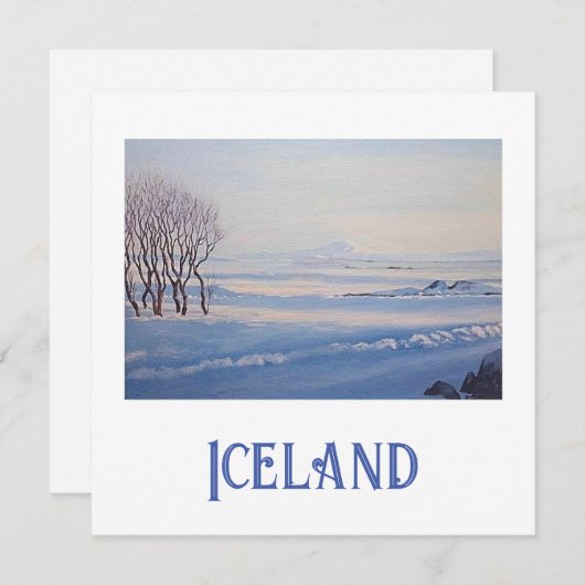 美しいアイスランドの冬の雪の風景のアー素晴らしト シーズンカード (正面/裏面)