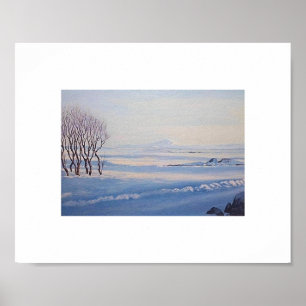 美しいアイスランドの冬の風景画アート ポスター