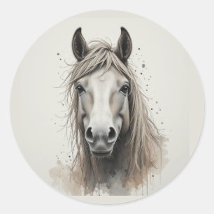 美しいアイスランドの馬のアート ラウンドシール