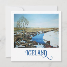 美しいアイスランド春雪の風景素晴らしアート シーズンカード