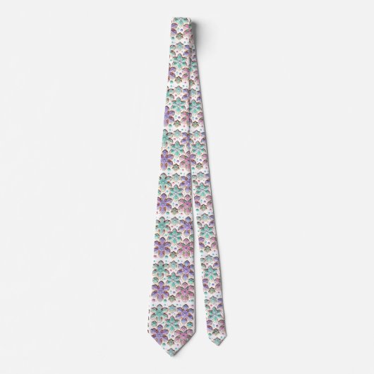 美しいアイス雪の結晶ターコイズパープルピンク ネクタイ (正面)