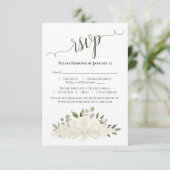 美しいアイボリーまたはホワイトウォーター色のバラ結婚ズ 出欠カード (スタンド正面)