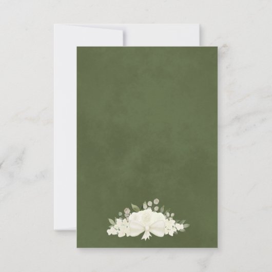 美しいアイボリーまたはホワイトウォーター色のバラ結婚ズ 出欠カード (裏面)