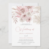 美しいアイボリー&ダスティバラボヘミアン結婚ズ 招待状 (正面)