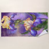 美しいアイリスの花 – Migned Art 絵画's ビーチタオル (正面)