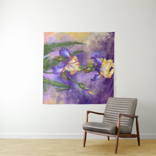 美しいアイリスフラワータペストリー タペストリー (インサイチュ(横))