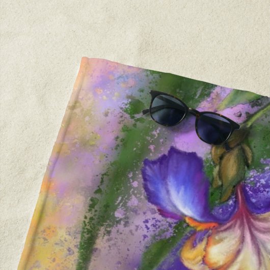 美しいアイリスフラワービーチタオル絵画ズ ビーチタオル (インサイチュ)