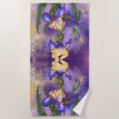 美しいアイリスフラワービーチタオル絵画ズ ビーチタオル (正面)