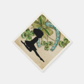 美しいアイリッシュダンサー、シャムロックと馬蹄形 スタンダードカクテルナプキン (角)