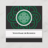 美しいアイリッシュブラック、グリーンとホワイトケルト結び目模様 スクエア名刺 (正面)