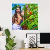 美しいアウトザワールドドリーミー宇宙雑草の女神 ポスター (ホームオフィス)