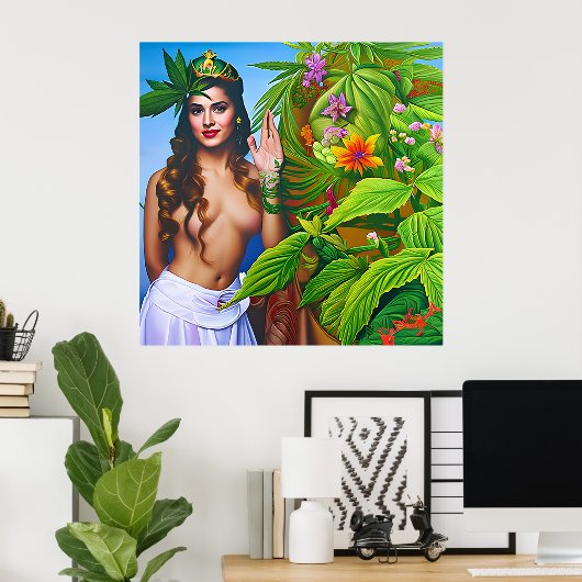 美しいアウトザワールドドリーミー宇宙雑草の女神 ポスター (ホームオフィス)