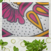 美しいアカラフルフリカ織物モチーフプリント キッチンタオル (折り畳み)