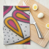 美しいアカラフルフリカ織物モチーフプリント キッチンタオル (四つ折り)