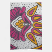 美しいアカラフルフリカ織物モチーフプリント キッチンタオル (縦)