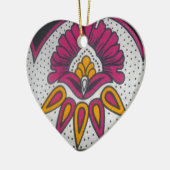 美しいアカラフルフリカ織物モチーフプリント セラミックオーナメント (左)