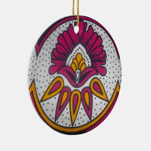 美しいアカラフルフリカ織物モチーフプリント セラミックオーナメント (右)