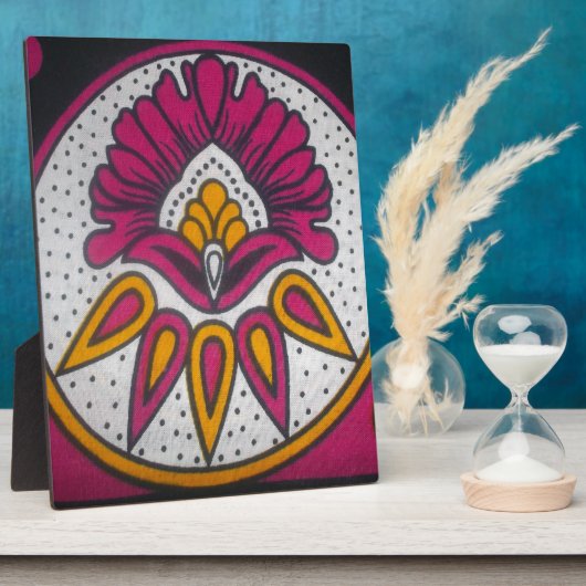 美しいアカラフルフリカ織物モチーフプリント フォトプラーク (側面)