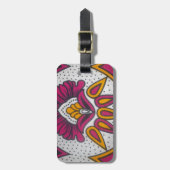 美しいアカラフルフリカ織物モチーフプリント ラゲッジタグ (正面縦)