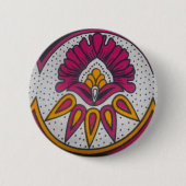 美しいアカラフルフリカ織物モチーフプリント 缶バッジ (正面)