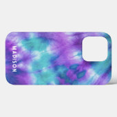 美しいアクアパープル絞り染め水色+名前 Case-Mate iPhoneケース (裏面 (横))