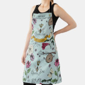 美しいアクアブルーと黒のクイーンビー&リーフ エプロン (インサイチュ)