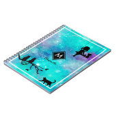 美しいアクアブルーウォーターカラー銀河系ガールダイアリー ノートブック (左側)