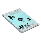 美しいアクアブルーウォーターカラー銀河系ガールダイアリー ノートブック (右側)