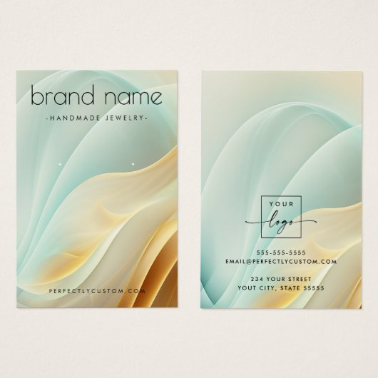 美しいアクア黄金の渦巻きイヤリングディスプレイカード (正面&裏面)