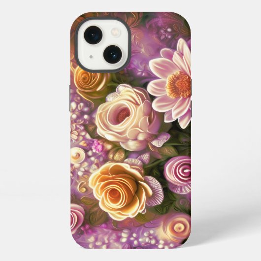 美しいアクリル花柄 iPhoneケース (裏面)