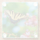 美しいアゲハチョウの花のかわいらし蝶 ガラスコースター (裏面)