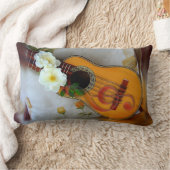 美しいアコースティックギター音楽ノート白いリネン ランバークッション (ブランケット)