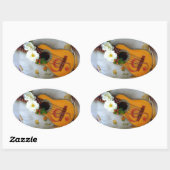 美しいアコースティックギター音楽ノート 楕円形シール (シート)